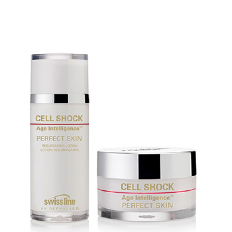 Bộ sản phẩm thay da hoàn mỹ với tế bào sinh học thông minh Swissline Cell Shock age intelligence perfect skin